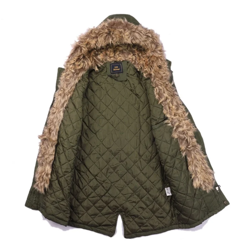 2020 M65 Style Winter Fur Lined Hooded Fishtail Parka Coat Jacket Men Thick with Quilted Liner