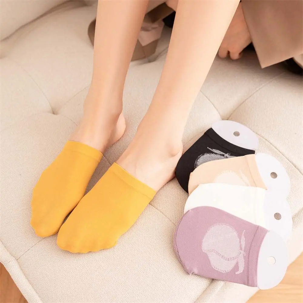 

Носки Женские однотонные, бархатные дышащие, невидимые, до половины носка, на каблуке, летние
