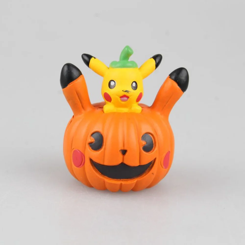 

Pikachu Pokemon Keychain Anime Figure Halloween Pumpkin Modeling Kawaii Action Figure Pvc Material Can Be Used As Pendant Toys