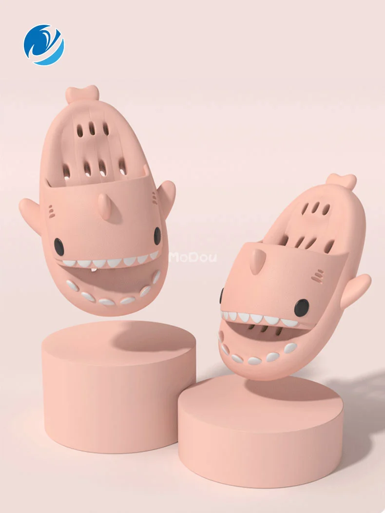 

Сандалии женские и мужские быстросохнущие, массажные шлепанцы на толстой подошве, с Акульей формой, для ванной комнаты, весна-лето