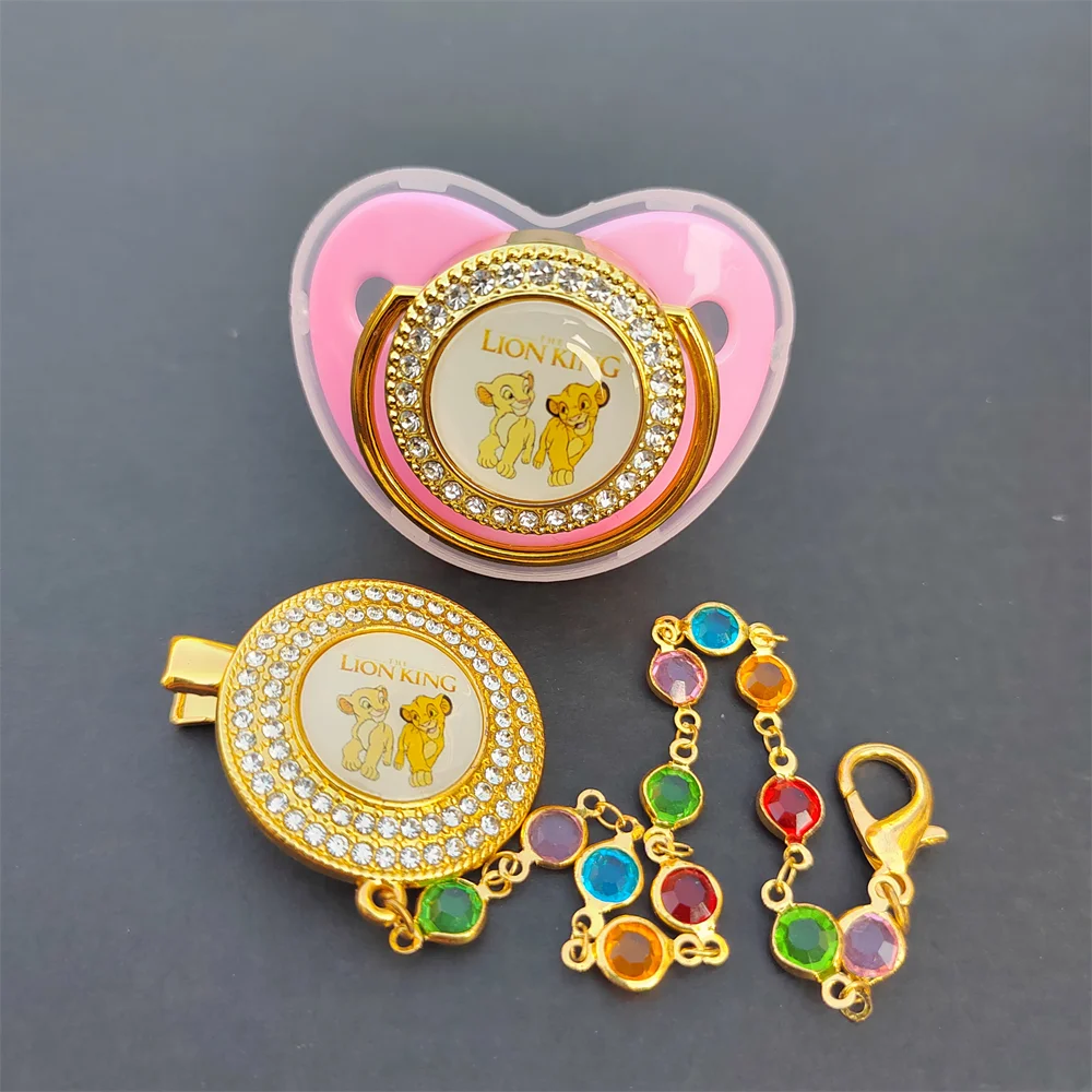 

[1Set] Baby Colorful Bling Pacifier Clip Silicone Sucking Nipple Silicone Cartoon Shape Dummy Holder Baby Teething Shower Gift