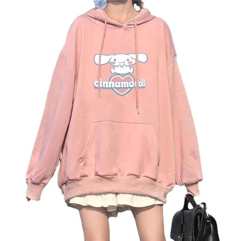 

Женский осенний свитер с капюшоном Sanrio, с длинным рукавом