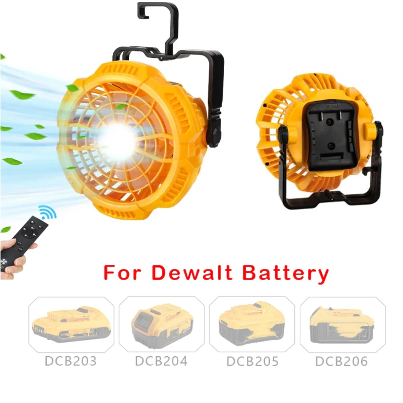 

Многофункциональный вентилятор для освещения, портативный вентилятор для кемпинга Dewalt со складным крючком, 14,4-18 в, литий-ионный аккумулятор, беспроводной вентилятор