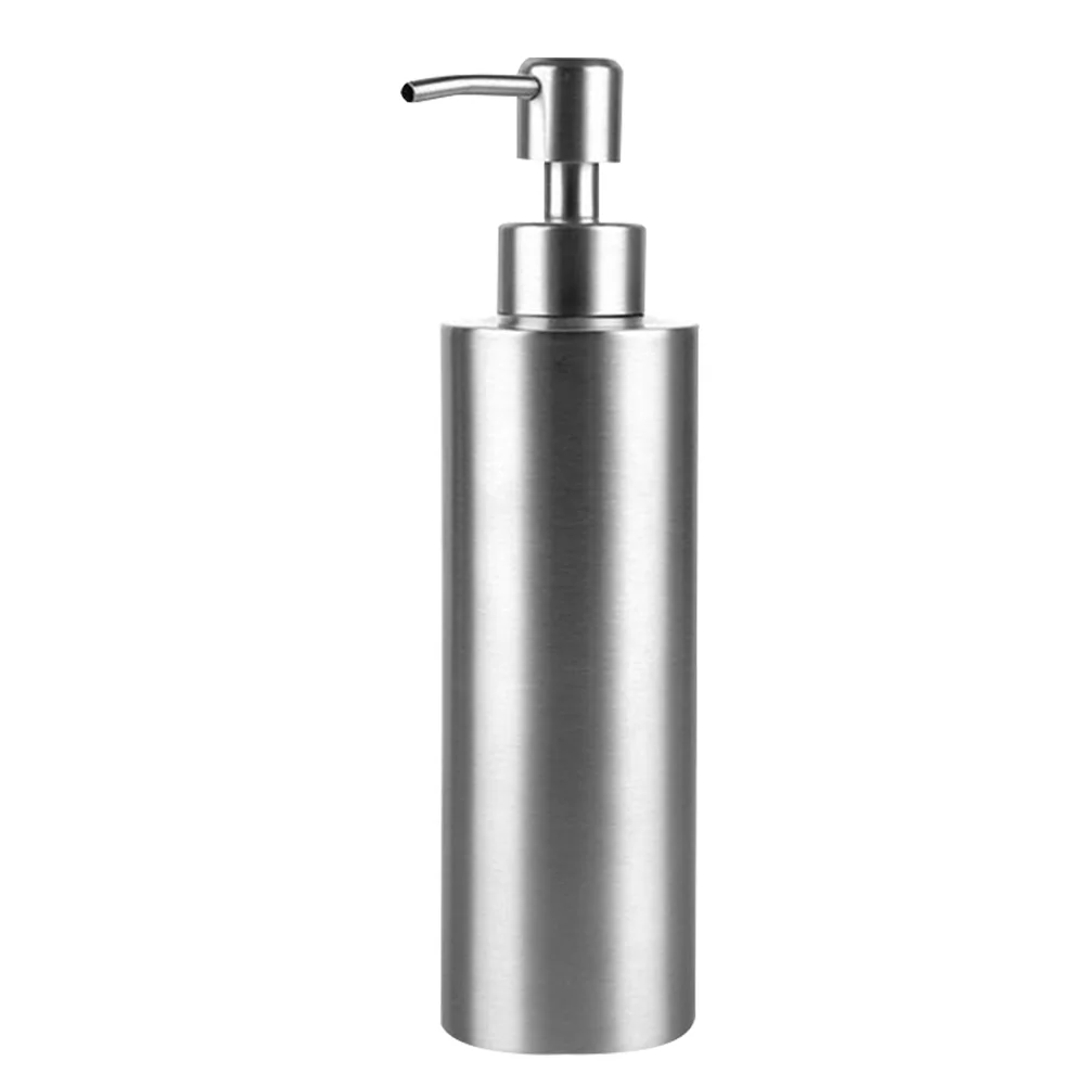 

1pc 250ml Stainless Steel Cylindrical Lotion Soap Dispenser with Rust Proof Pump for Shower Gel(Silver) And liquid