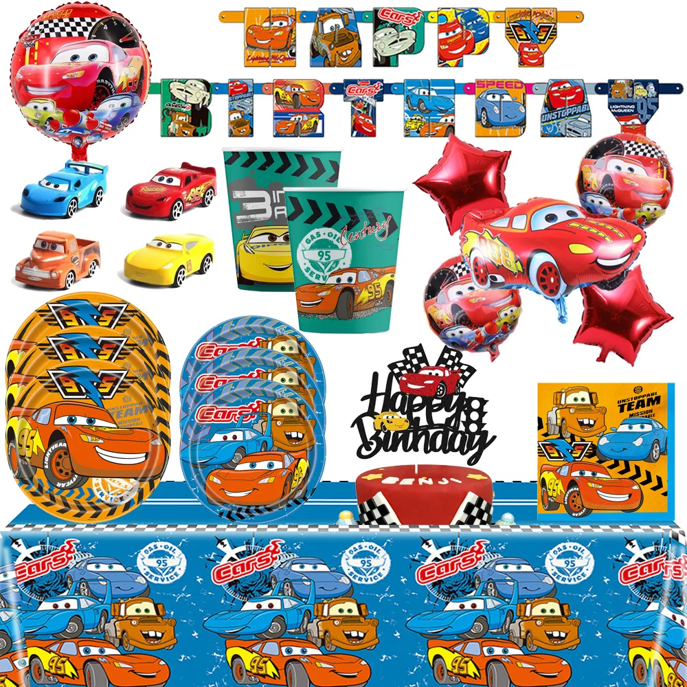 

Disney Car Birthday Party Decoration Lightning McQueen Cups Plates Tableware Set Gifts Baby Shower Party Supplies For Boys Girls