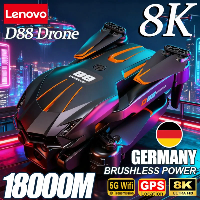 Фото Дрон Lenovo D88 8K с двойной HD-камерой для аэрофотосъемки, интеллектуальным обходом препятствий, бесщеточным двигателем, 5G Wi-Fi, GPS и функцией возврата, VR-дрон №2