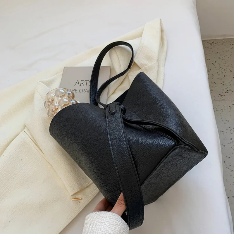 

Popular Large-capacity Mother-child Bag Women's 2022 Spring and Summer New Lychee Pattern Portable Simple Shoulder Bucket Bag