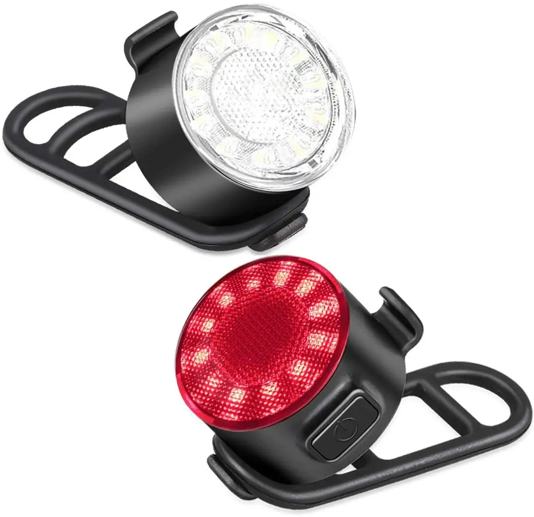 

Rechargeable Bicycle Safety Lights Commuting/Road Cycling LED Headlight and Taillight - Bike Light Set for Kids Women Men