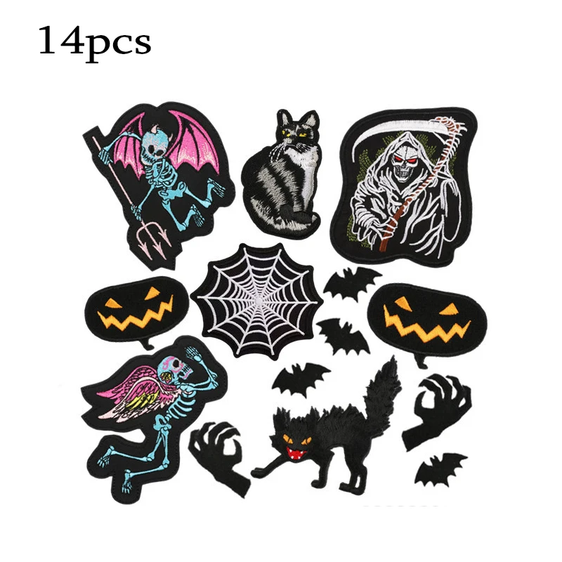 

Наклейки на одежду с вышивкой в виде демона на Хэллоуин, страшные нашивки в виде тыквы и летучей мыши, джинсы, пальто, одежда, значок в стиле п...