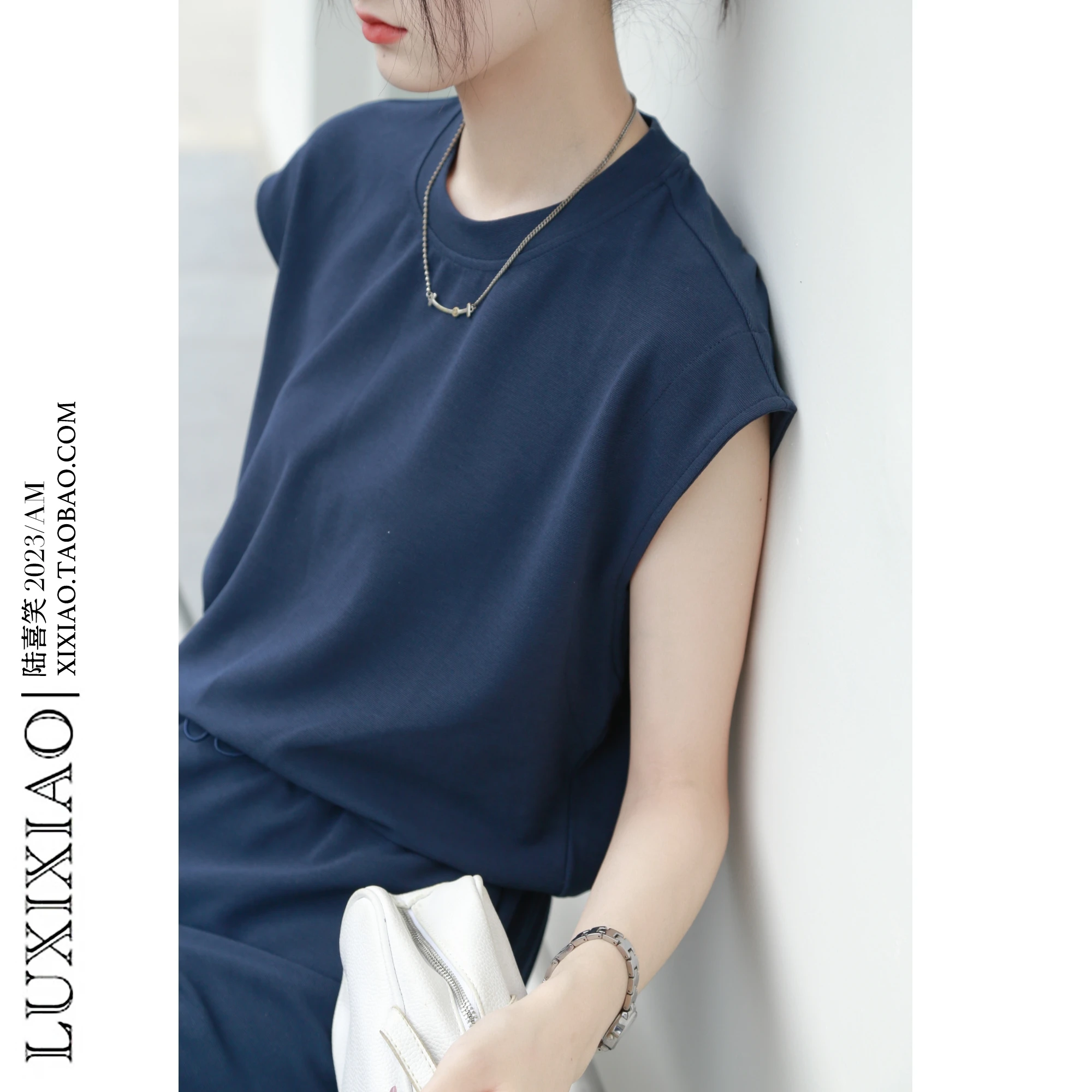 Женский комплект из двух предметов Luxixiao новинка 2024 корейский стиль хлопковый топ