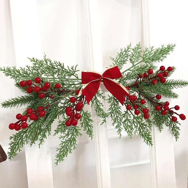 2 шт. имитация красных ягод бант украшения из сосновых игл настенные оконная