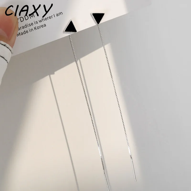 Женские Геометрические серьги CIAXY 925 черные треугольные со штампом