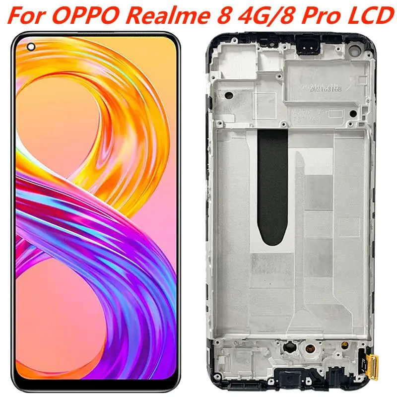 

6,4 "оригинальный AMOLED для OPPO Realme 8 4G RMX3085, дисплей, сенсорный экран, дигитайзер, запчасти, ремонт 8Pro RMX308, ЖК-дисплей с рамкой