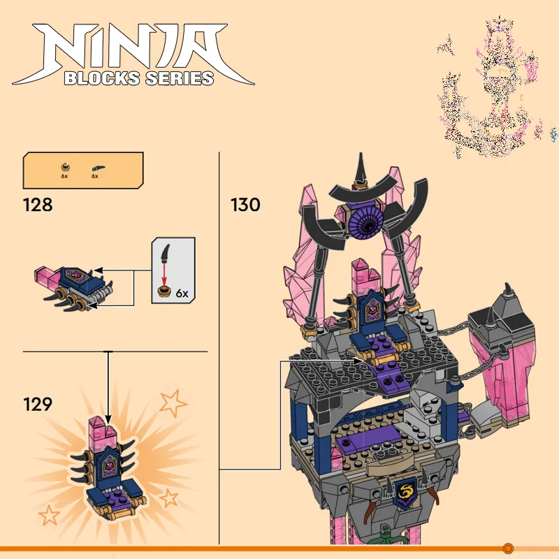 

703pcs Ninja 16 Series The Crystal King Temple Building Blocks 71771 Technical Bricks 6 Figures For Birthday Children Gifts