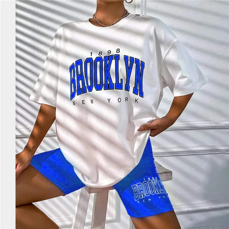 Летний женский комплект из 2 предметов повседневный костюм футболка в стиле