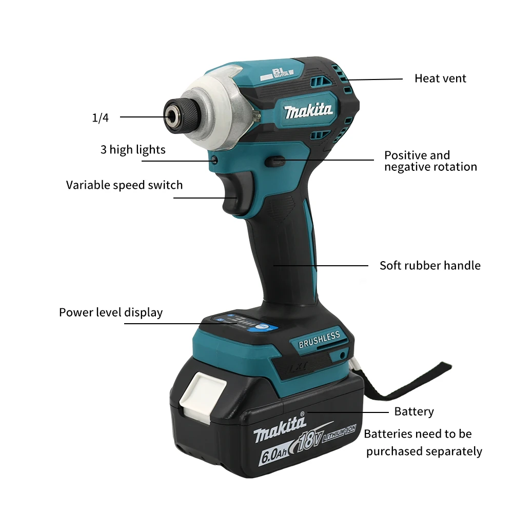Makita Dtd171 Бесщеточная Электрическая Ударная Дрель 18 В Аккумуляторная С