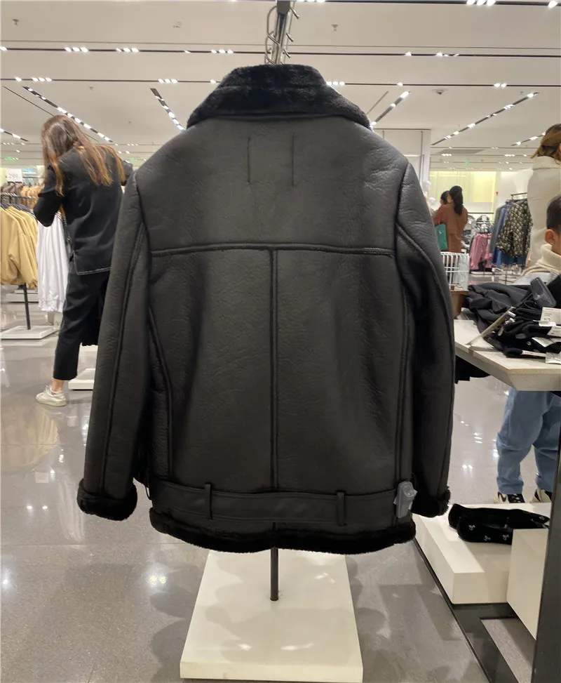 Winter Women's Warm Leather Jacket 2022 New Women's Clothing Thickened Lamb Wool Rider Jacket Faux Fur Motorcycle Jacket Coats