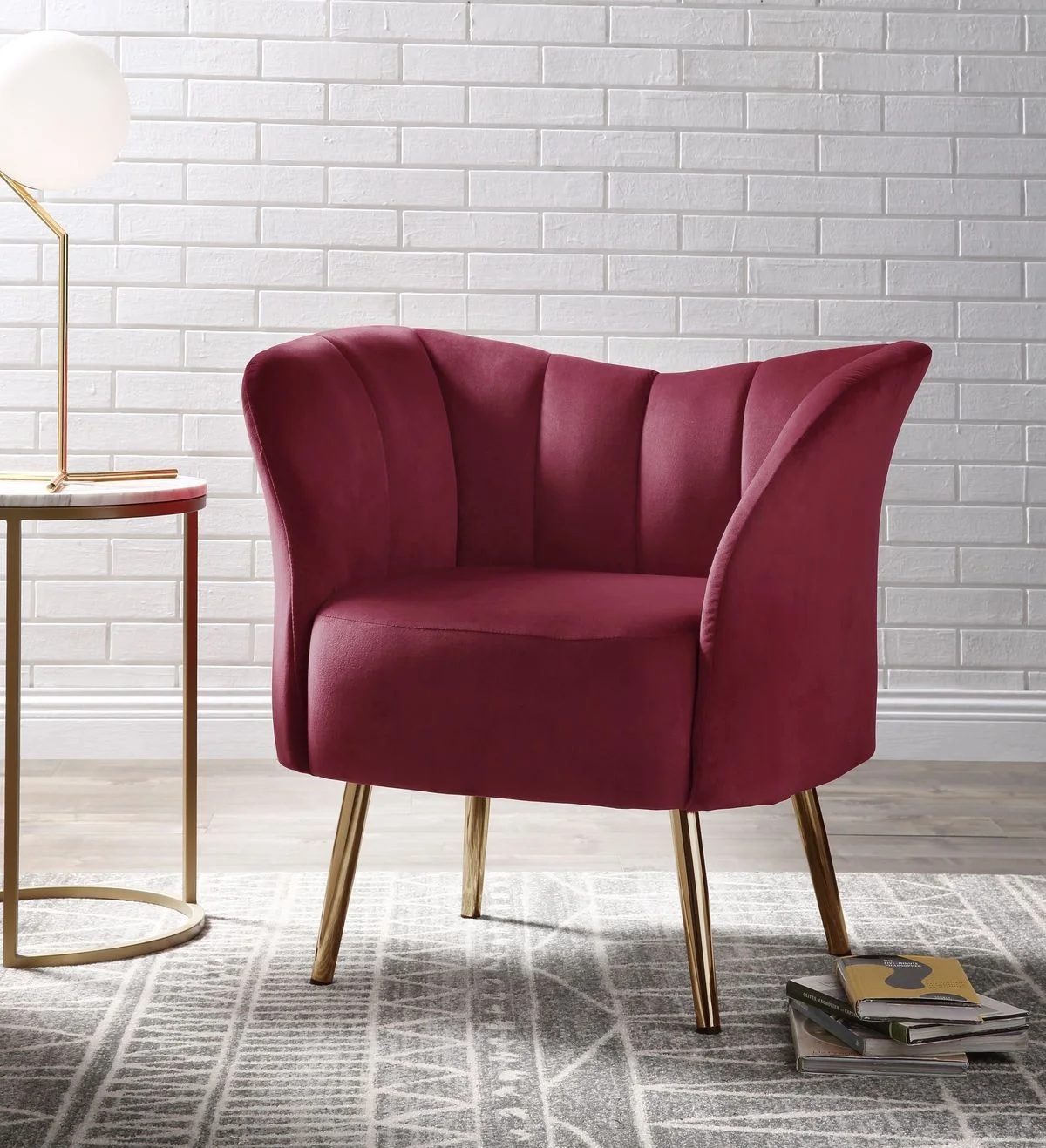 

Home Modern Minimalist Furniture Luxury Home Furniture Living Room Sofa Chairs Chrome Legs Velvet Fabric Living Chairs Burgundy