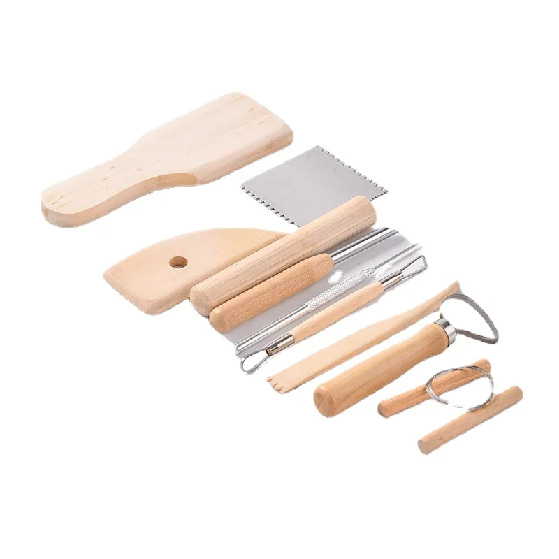 

Инструменты для керамики, деревянные 10 шт./набор, керамическая пустая отделка, глина, скульптура, моделирование, многофункциональные инстру...