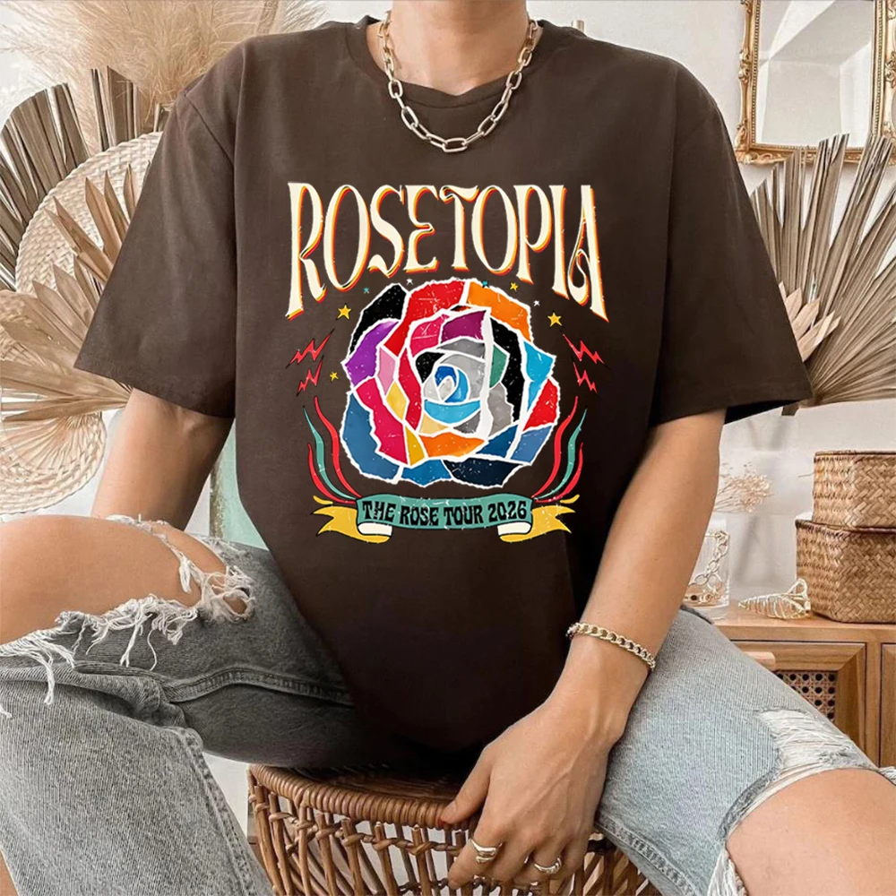 Фото Футболка The Rose Rosetopia 2026 World Tour, ретро-футболка The Rose, модная футболка K-pop группы, футболка с коротким рукавом Woosung Taegyeom №3