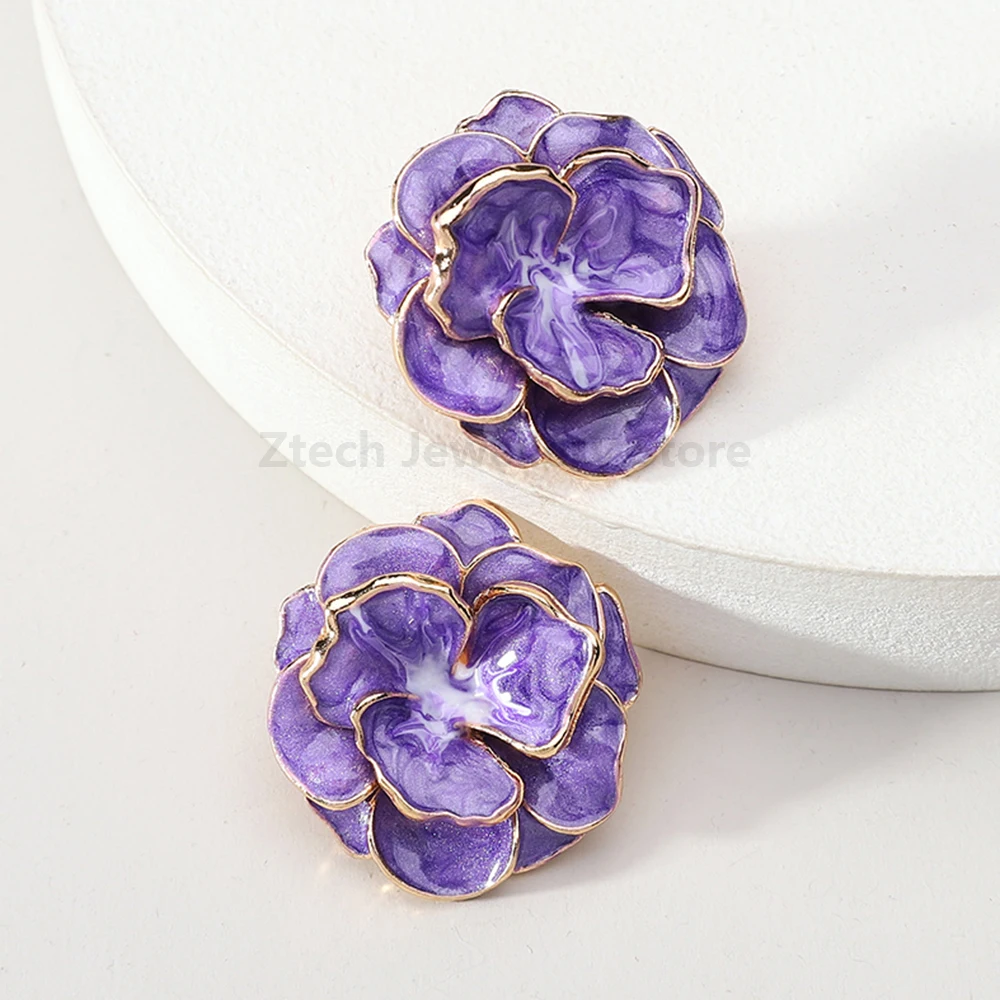 Корейские модные элегантные эмалированные металлические серьги-гвоздики с