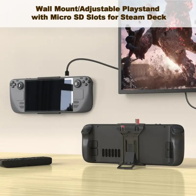 

For Steam Deck Wall Mount Desktop Wall Holder Portable Desktop Holds TF Memory Cards Wall Bracket Organizer Stand For Steam Deck