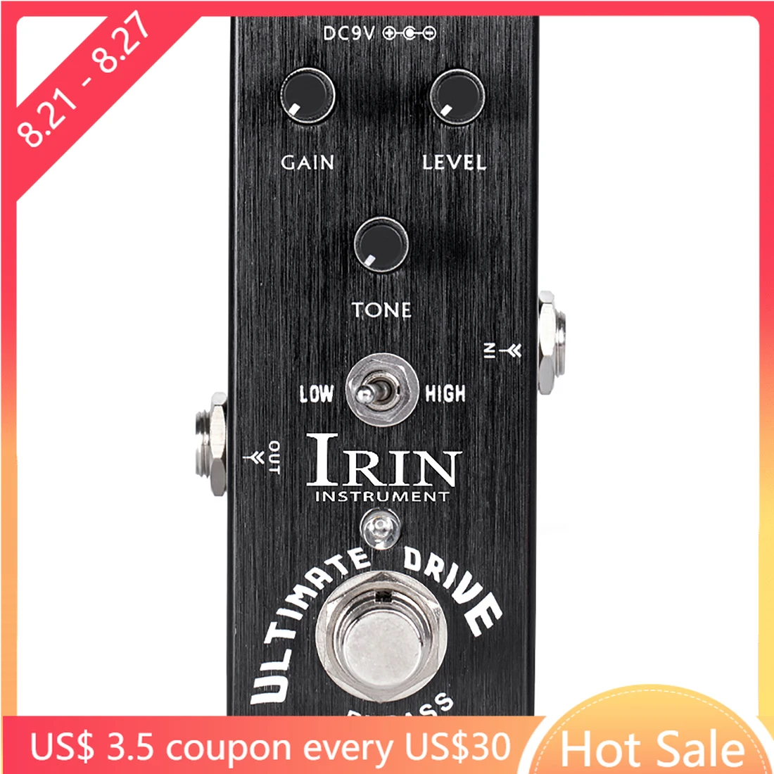 

IRIN AN-11 Ultimate Drive Guitar Overdrive Distortion Effect Pedal Bordering-on-Distortion Overdrive for Guitar True Bypass