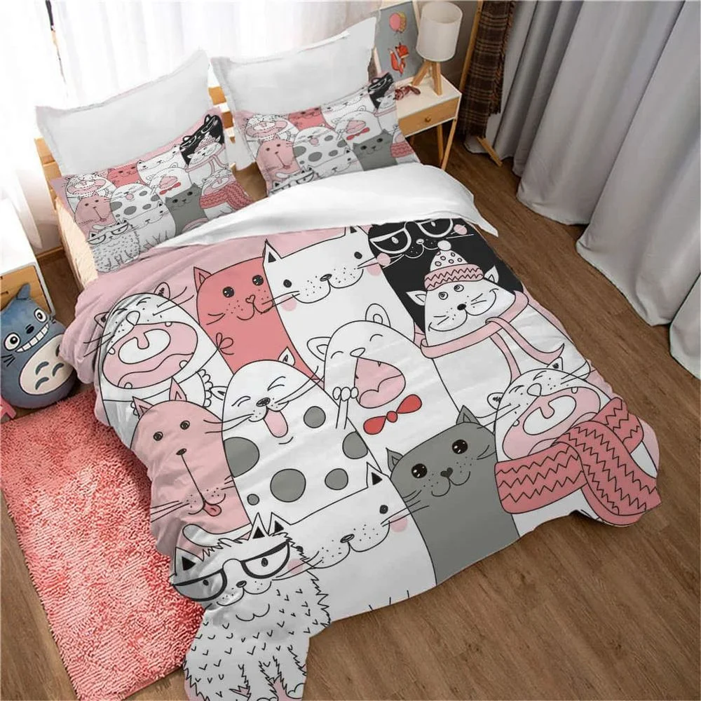 

Cartoon Animals That Girls Like Pattern Bed Sheet and Quilt Set Comes In A Wide Range of Sizes and Styles