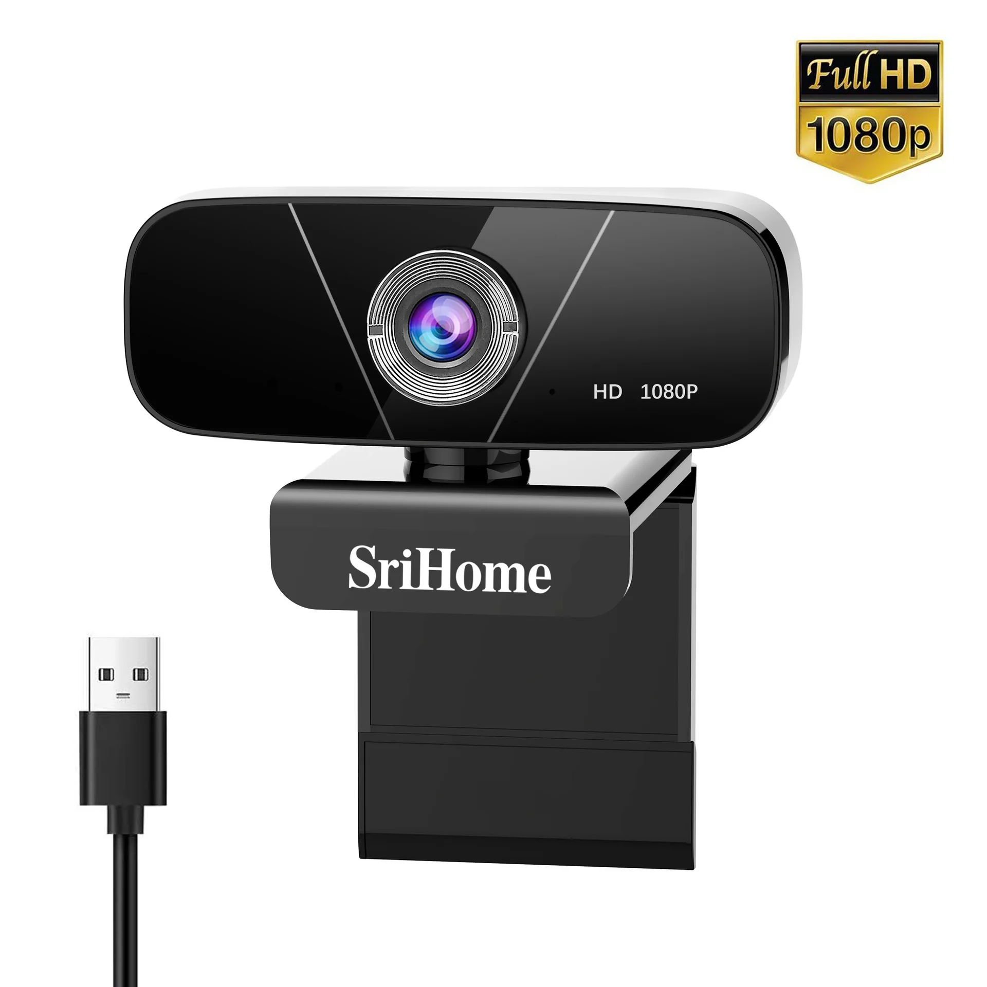 

Srihome SH003 Mini PC USB Webcam Full HD 1080P 2MP Desktop Laptop Video Camera With Microphone USB Plug&Play 110° viewing angle