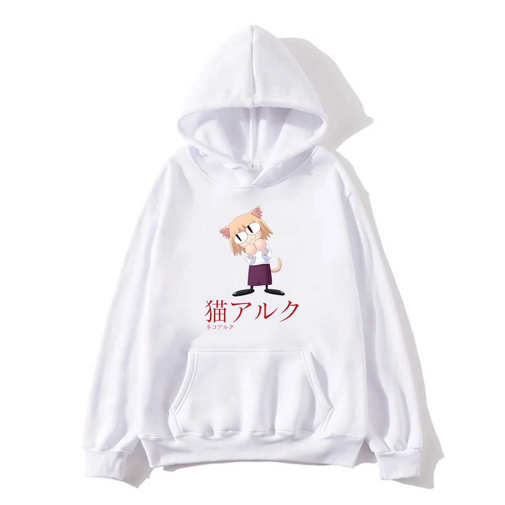 Melty Blood Neco Arc Hooded with Japanese Anime Fashion Sweatshirt Cartoon Print Fleece Clothes Moletom Kawaii Pullovers