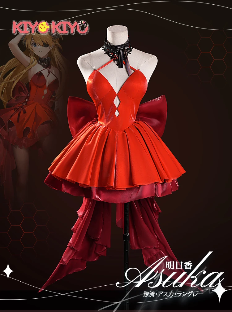 Фото KIYO-KIYO аниме Asuka Langley карнавальный костюм женский nikk аниме вечерняя вечеринка сексуальное красное платье костюм на Хэллоуин №2