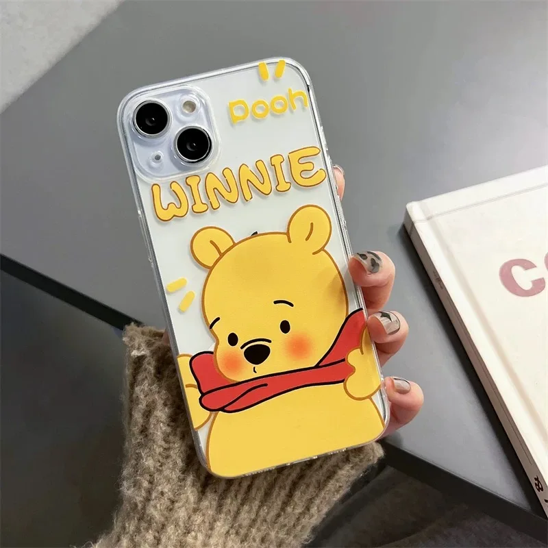 Чехол для телефона Cute Disneies Winnie IPhone 16 15 14 13 12 11 Mini Pro Max X XR XSMax 7 8 Plus SE20 прозрачный