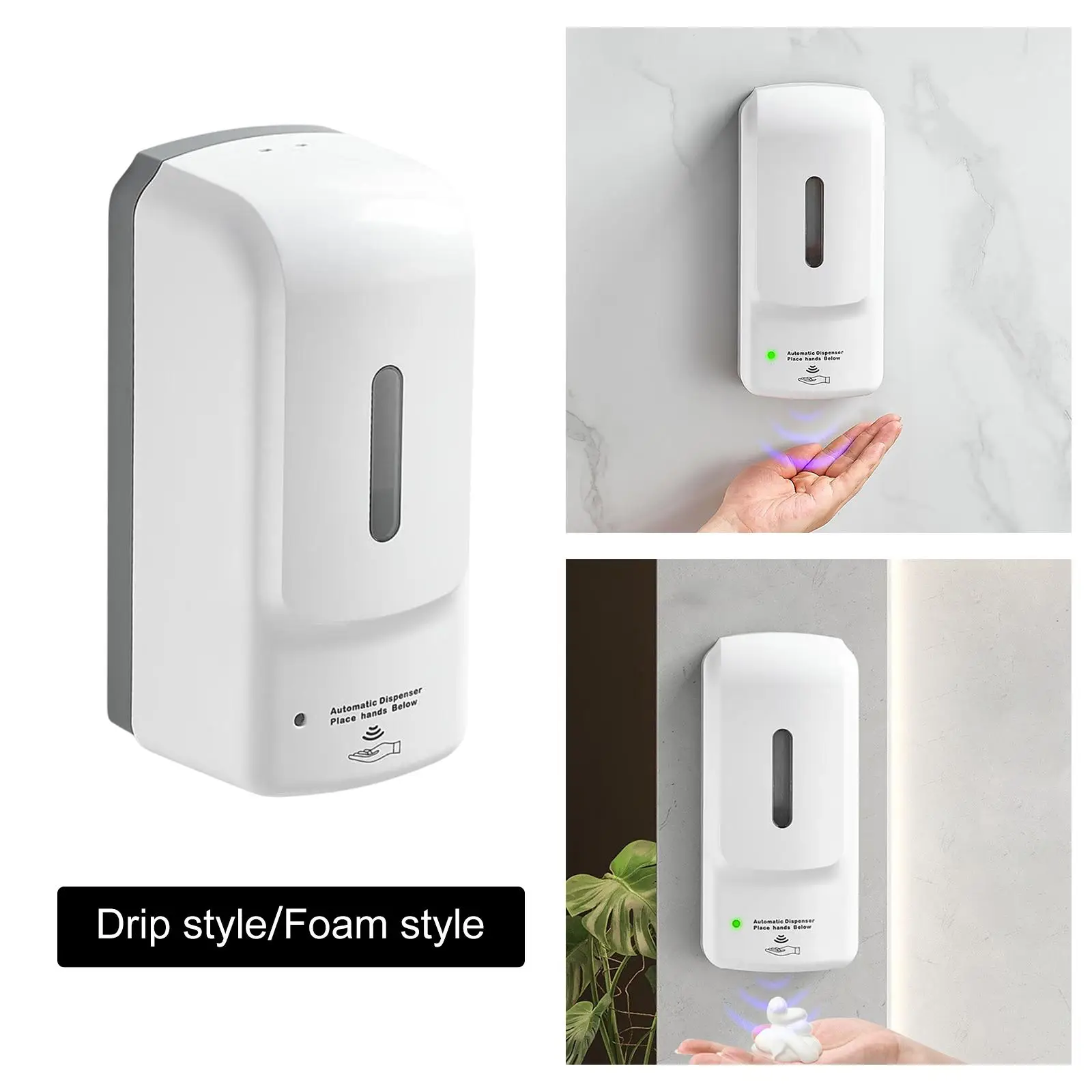 Автоматический дозатор жидкого мыла 1000 мл на батарейках настенный монтаж