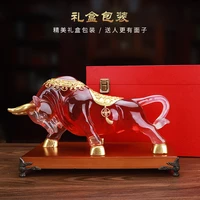 resin craft boutique bull decoration creative red bull home office decoration insurance company bank gift