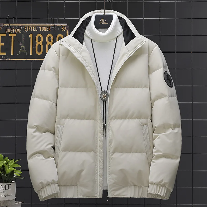 Winter light down jacket men's white duck down short warm coat men's