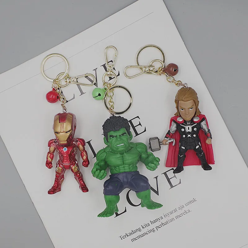 Disney Doll Keychain Avengers Doll Thor Captain Marvel DIY Ornaments Accessories Bag Pendant Creative Toys Present