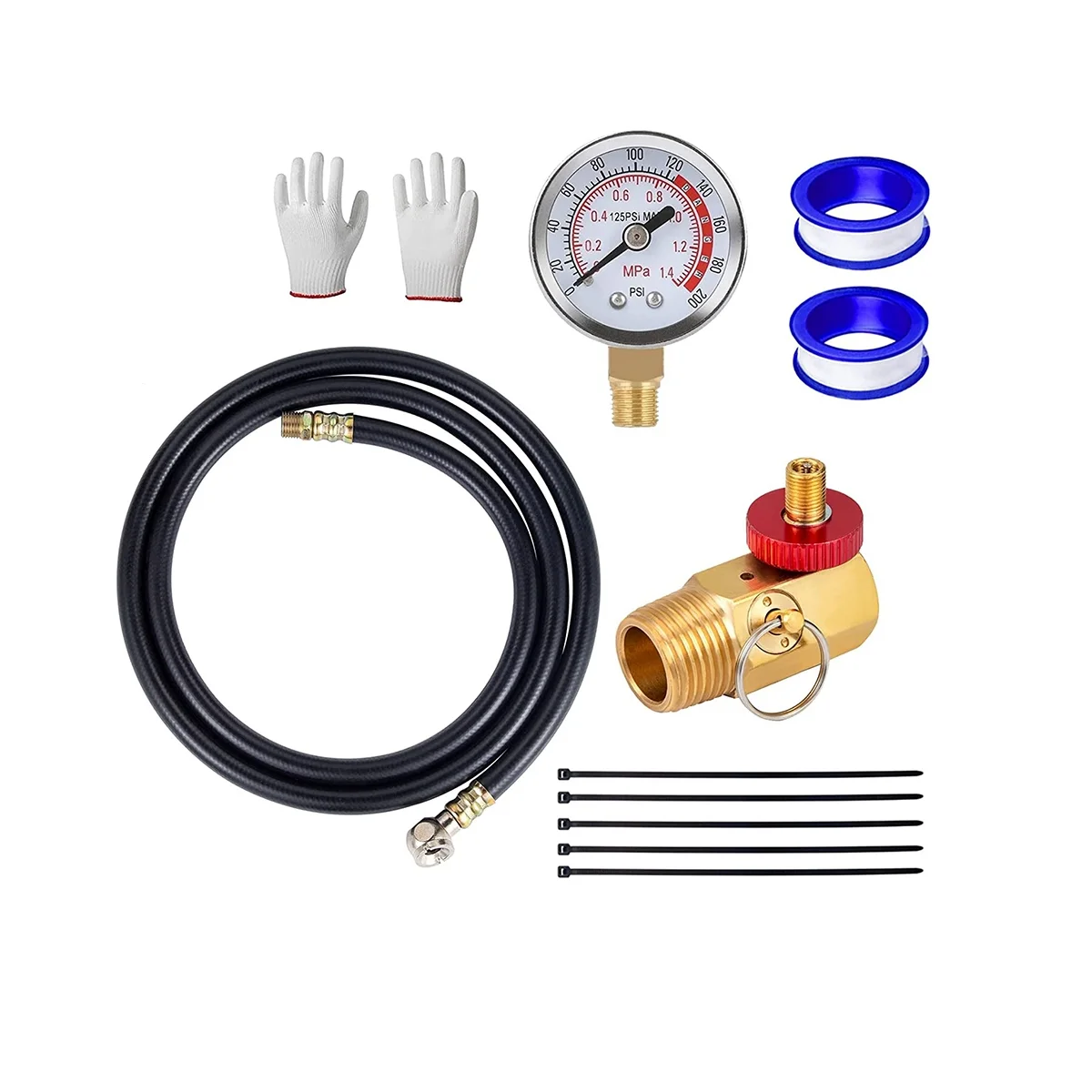 

Air Tank Repair Kit W/Safety Valve,Air Tank Valve Kit with Pressure Gauge and Air Tank Hose Assembly Kit for Carry Tank