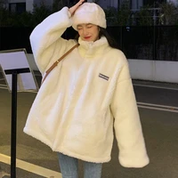 2022 both sides wear winter lamb velvet jacket women korean version loose imitation lamb down thick cotton jacket ins tide
