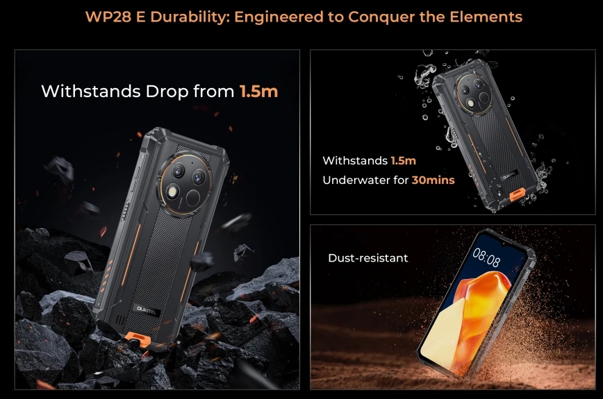 Oukitel Wp28S смартфон с 6-дюймовым дисплеем процессором T606 ОЗУ 4 Гб ПЗУ 120 ГБ 6 52 Гц