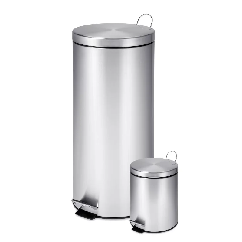 

Honey Can Do 8 gal & 1.32 gal Stainless Steel Kitchen Trash Can Combo Set