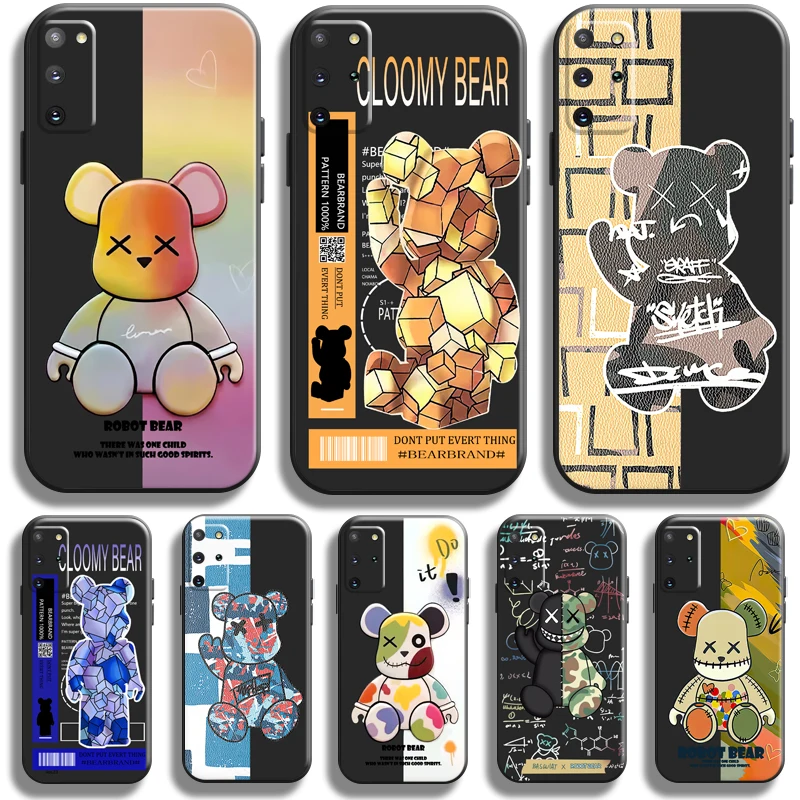 

Luxury Fashion Cool Bear For Samsung Galaxy S22 S21 S20 FE Ultra S22 S21 S20 Plus 5G Phone Case Liquid Silicon Black TPU