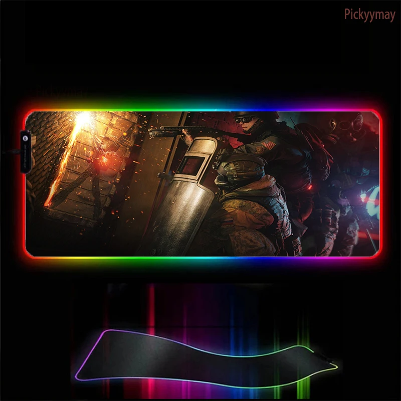 

Rainbow six RGB Gaming Mouse Pad Large Mouse Pad Gamer Led Computer Mousepad Mouse Mat Backlight Carpet For keyboard Desk Mat
