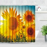 sunset sunflowers shower curtain yellow flower with sky pattern waterproof fabric bath curtains bathroom decor with hook screens