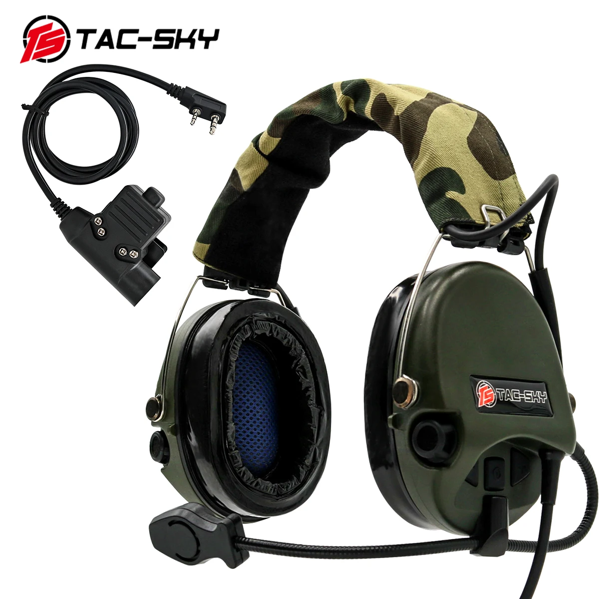 TAC-SKY SORDIN Silicone Earmuffs Noise Reduction Pickup Hunting Headset Tactical Shooting Headset + Military Adapter U94 PTT