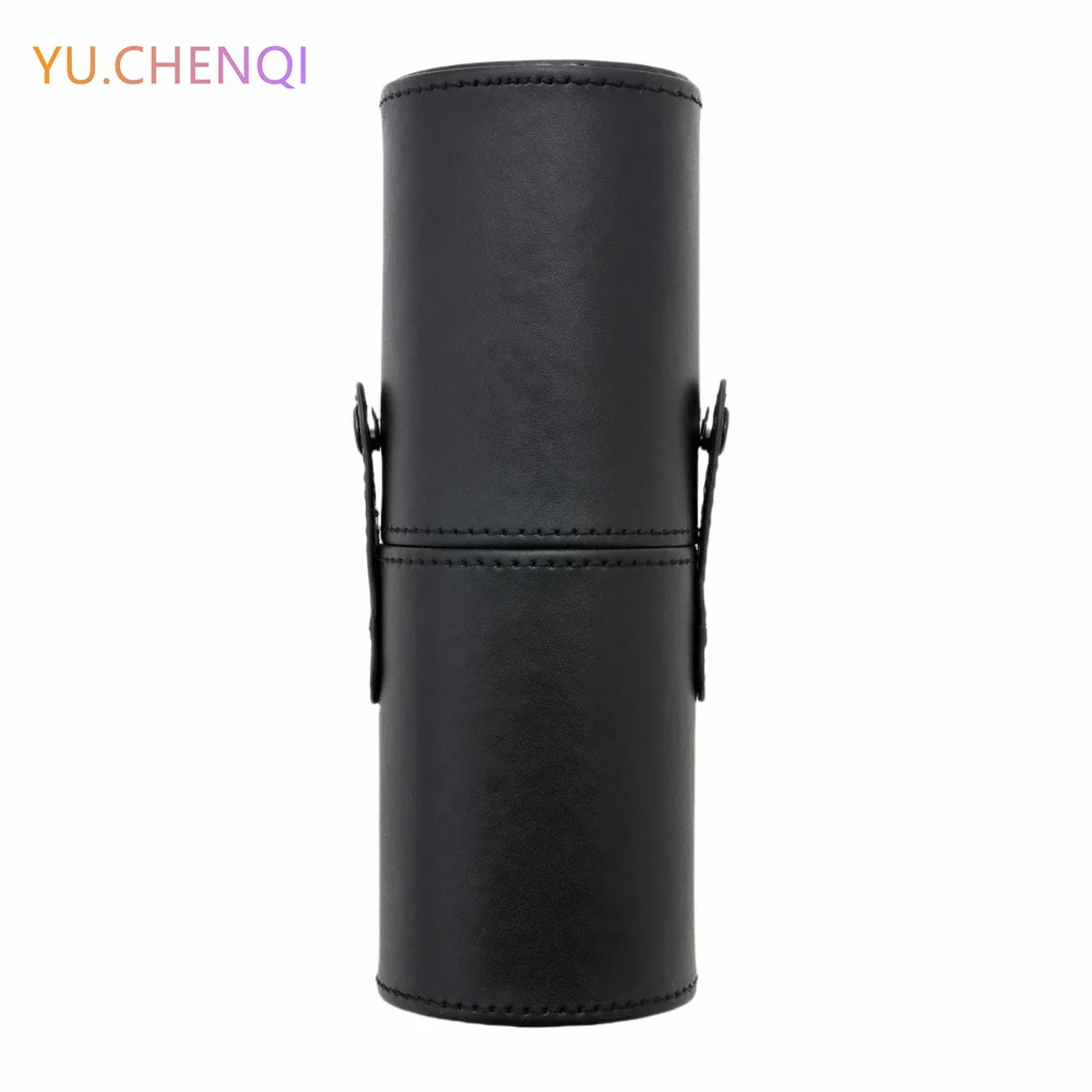 Круглое кожаное ведро для хранения кистей макияжа профессиональные