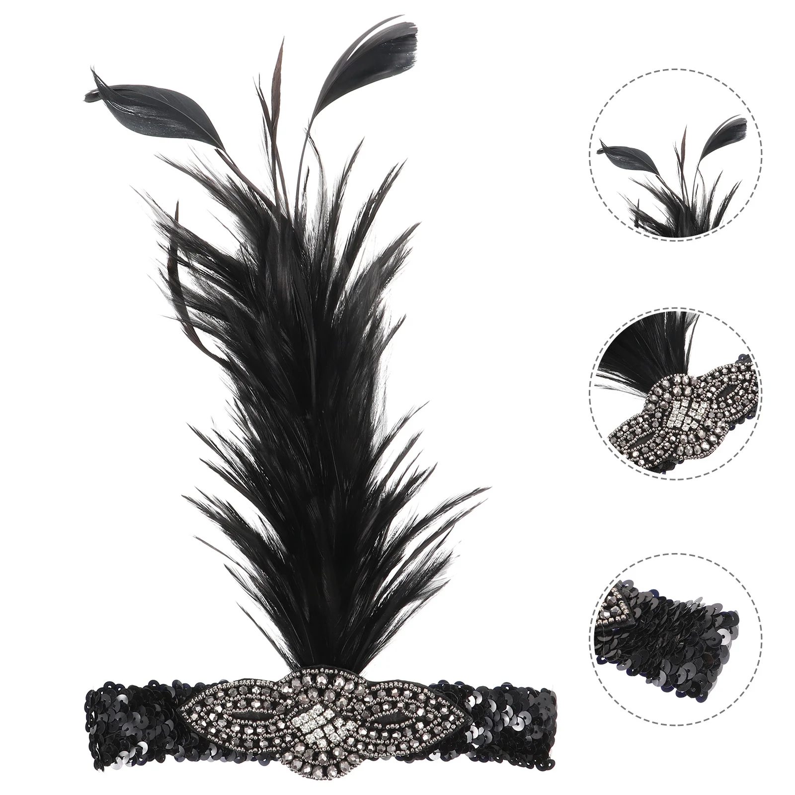 Черная повязка на голову свадебный аксессуар для волос 20-х годов