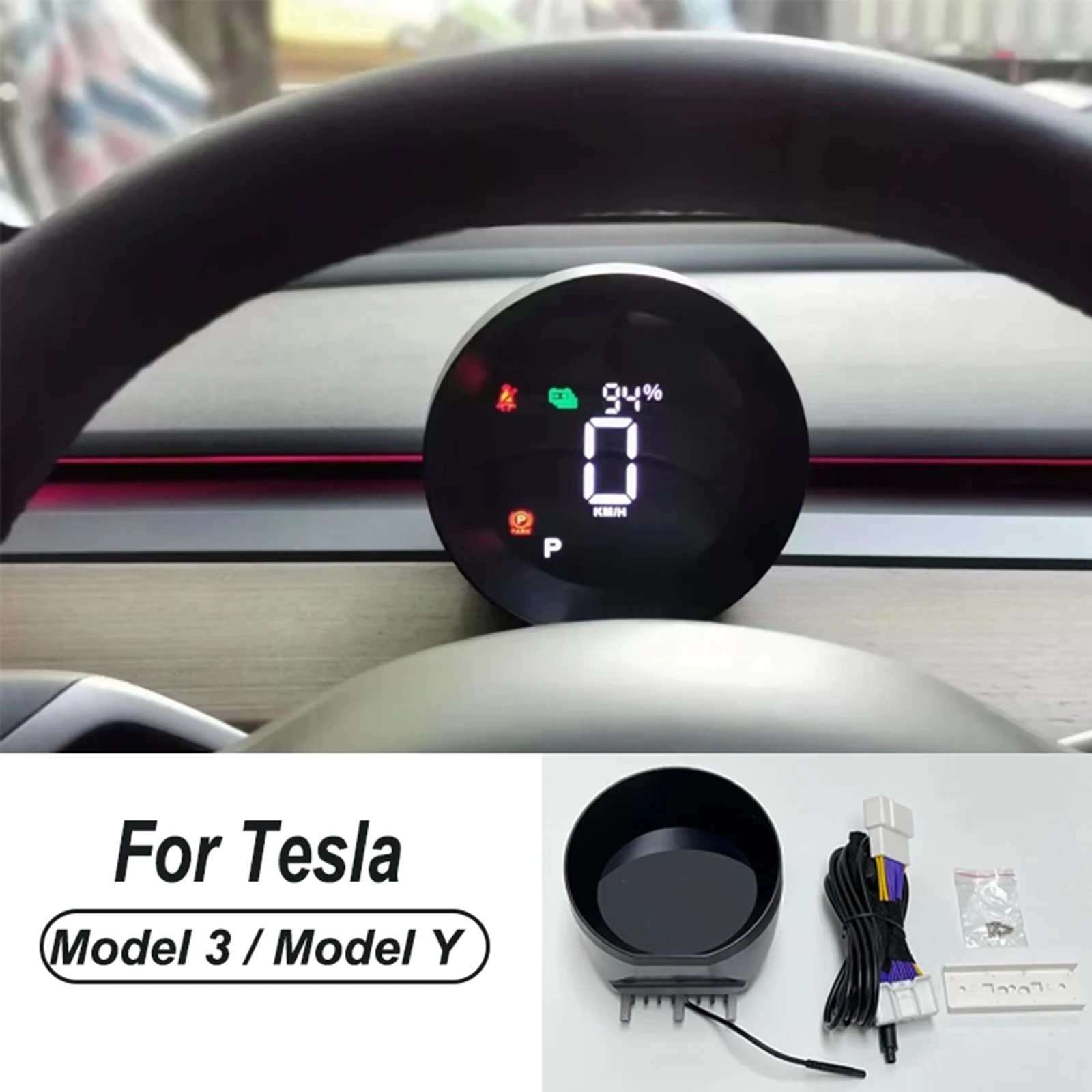 4.3inch Car HUD Display LCD Dashboard Display Speedometer Instrument for Tesla Mode 3 Model Y Intelligent on-board Computer