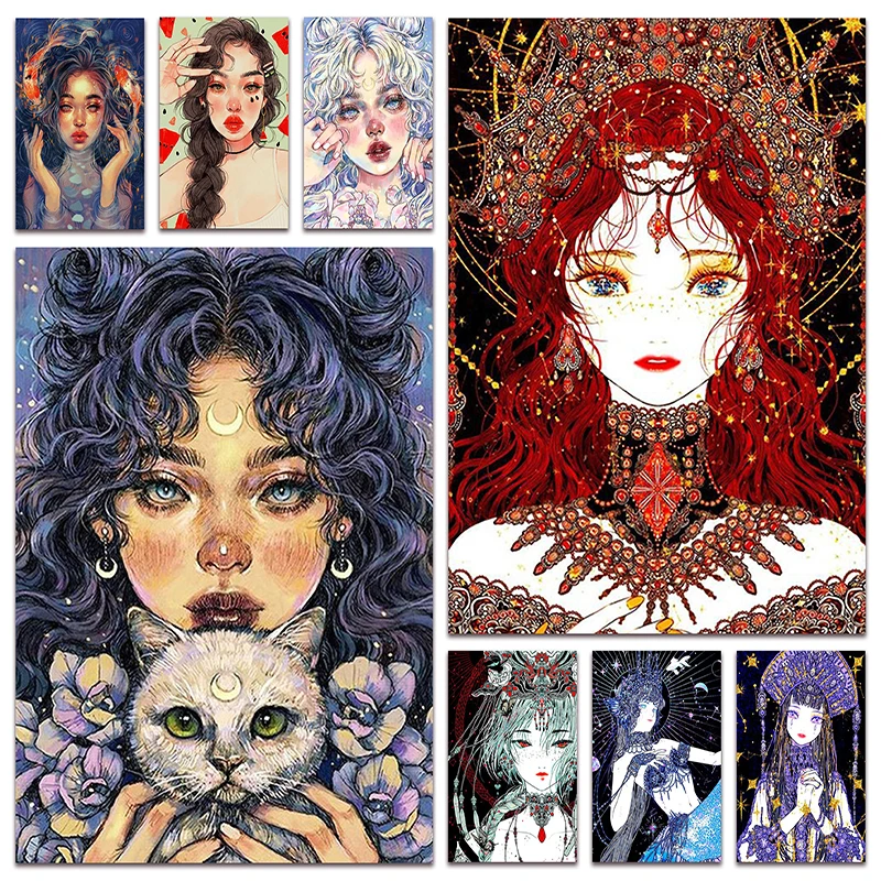 

New 5D Diamond mosaic Art comics Beauty DIY Full Diamond painting embroidery cross stitch cartoon girl picture Home decor E124