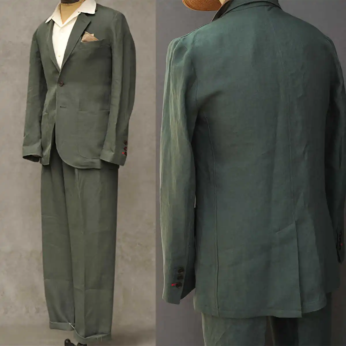 Костюм мужской однобортный из блейзера и брюк с бантом на воротнике