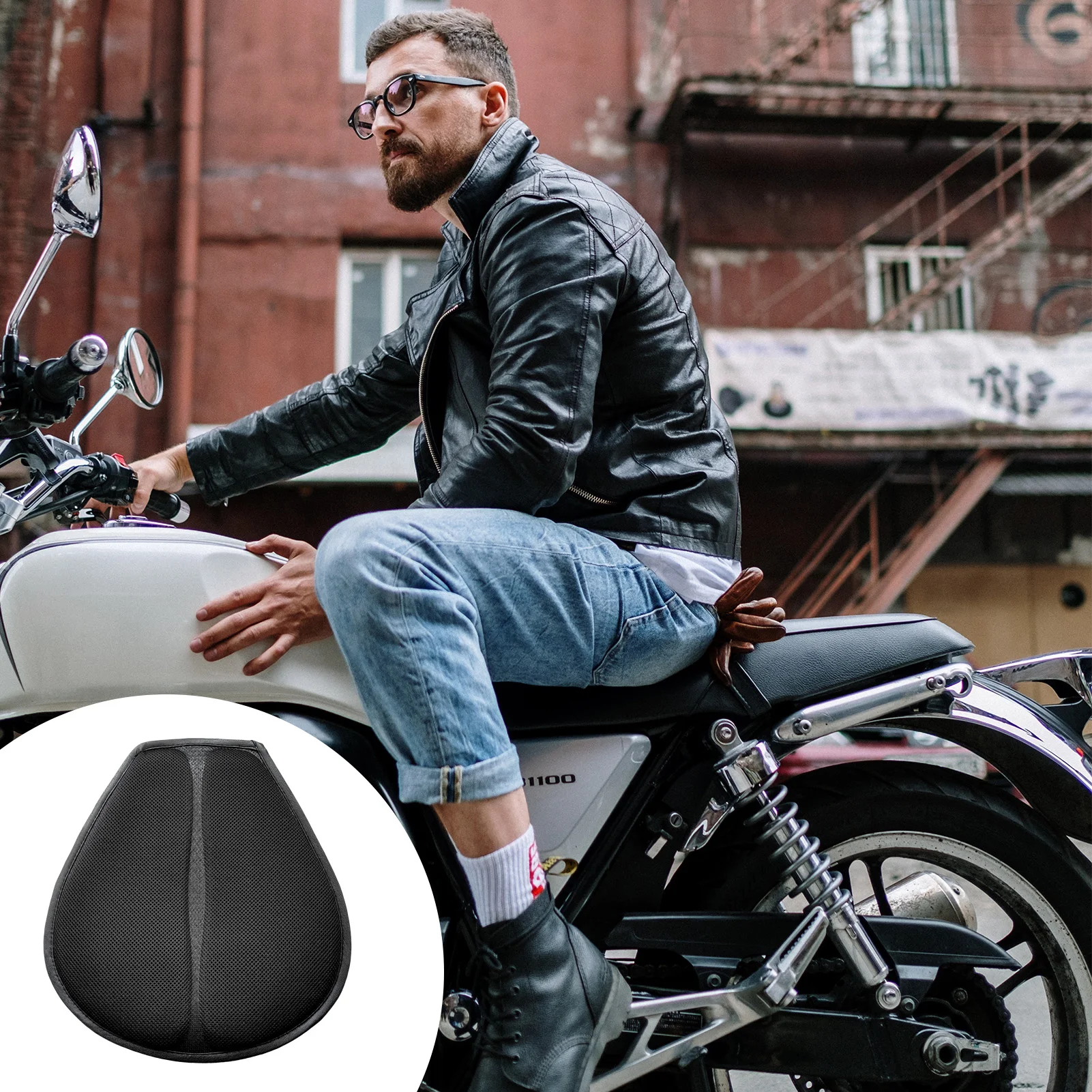 

Motorcycle Seat Pad Shock Absorbing Breathable Motorcycle Seat Cover Pressure Relief Ride Motorcycle Air Cushion